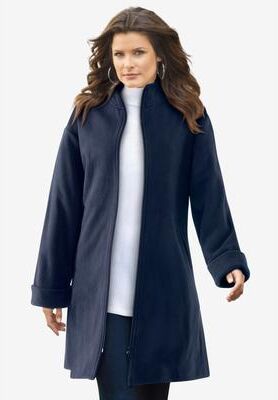 Plus Size Women's Plus Size Fleece Driving Coat by Roaman's in Navy (Size 18/20)