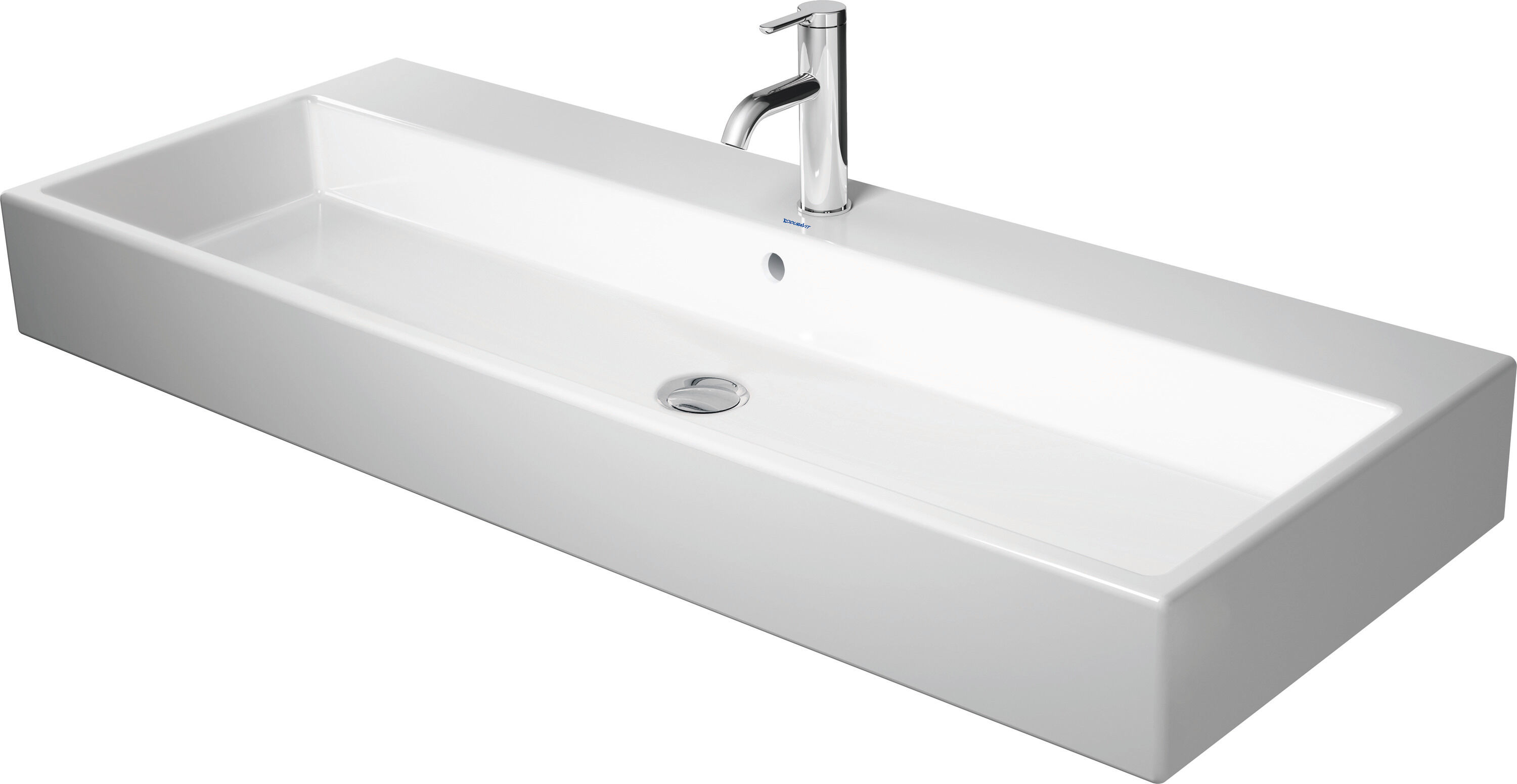 Duravit Vero Air lavabo 23501200271 blanc wondergliss, 120x47cm, trou robinetterie, poli