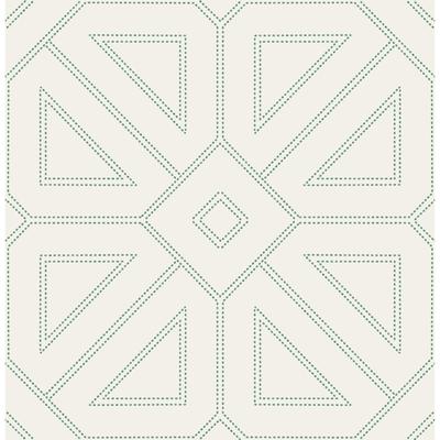 A-Street Prints Voltaire Green Beaded Geometric Wallpaper