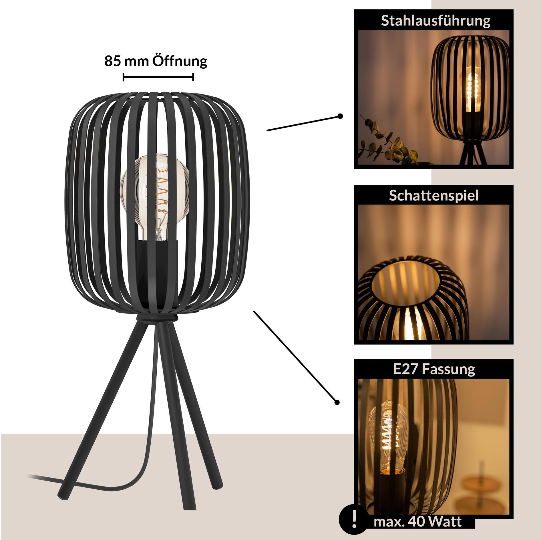 EGLO LED Tischleuchte "Zigbee ROMAZZINA exkl. E27 1x40W", schwarz, Leuchten, LED Tischleuchte schwarz Einheitsgröße
