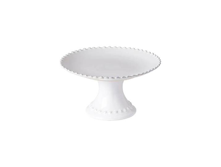 Handgefertigte Tortenplatte „Pearl“ Weiss Medium, Ø 22 cm Costa Nova