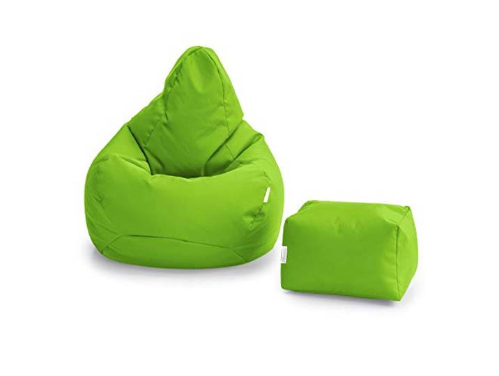 Loft 25 Sitzsack für Erwachsene mit Fußhocker – Gaming-Sitzsack für Innen- und Außenbereich, Limette, Sitzsack mit Fußhocker