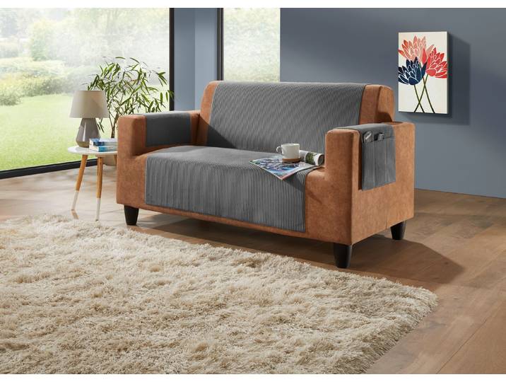 Wohnaccessoires mit Anti-Rutsch-Beschichtung, Grau, Größe 863 (Couchschoner, 165x140 cm)