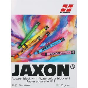 Jaxon Aquarellpapier 15464 Block, 24 x 32cm, 165 g/m², weiß, geleimt, 20 Blatt