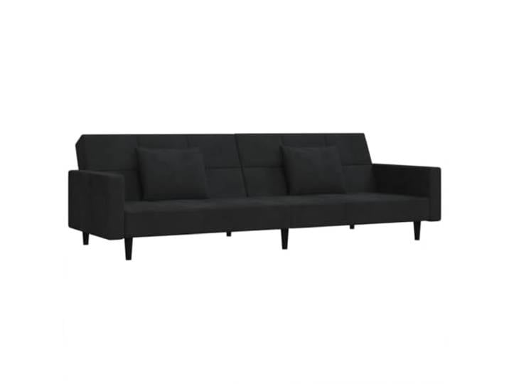 KUTYWEXFM Schlafsofa 2 Sitzer Samt Couch Klappbar Schwarz mit 2 Kissen Vielseitiges Klappsofa für Schlafzimmer und Gästeräume. Liegefunktion und weicher Bezug bieten Flexibilität und Komfort.