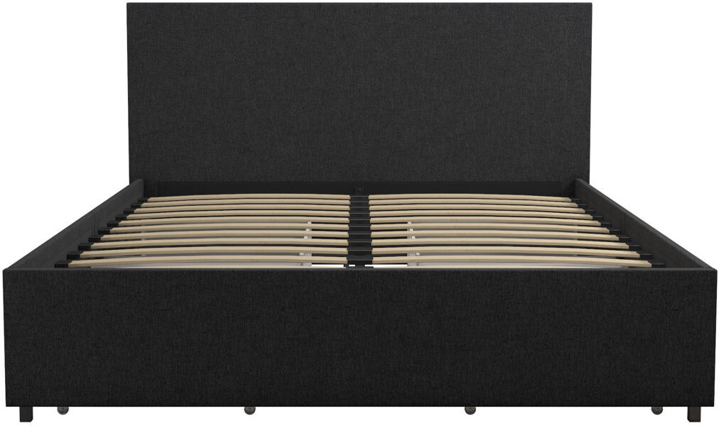 Novogratz Upholstered Storage Bed Dark Grey Double (4'6)