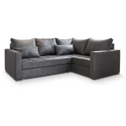 ECKSOFA LIRENO R-S Grau Plüsch-Stoff mit Schlaffunktion
