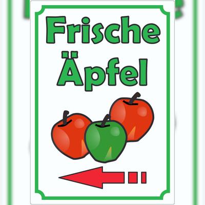 HB-Druck Werbeaufkleber mit Pfeil links Aufkleber Äpfel Hochkant Aufkleber A3 (297x420mm)