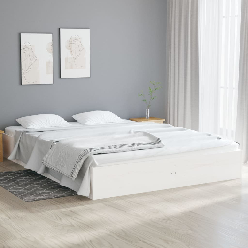 Latitude Run Husch European Kingsize Solid Wood Bed white Small Double (4')
