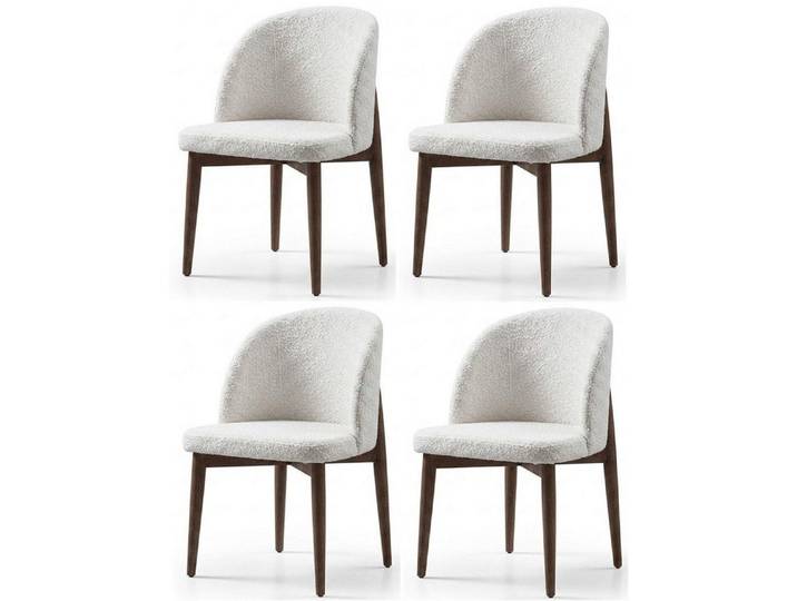 JVmoebel Sitzgruppe Modernes Weißes 4er Stuhl set Textil Holz Polsterstühle Esszimmer, (4-tlg., 4er-Set)