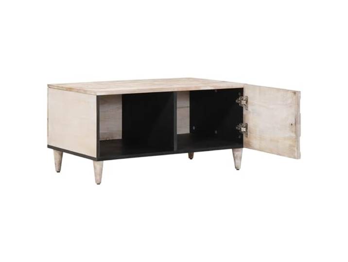KKgypkn Couchtisch Massivholz Mango 80 x 50 x 40 cm Weiß Rechteckiges Design, natürliche Holzmaserung, pflegeleicht, für Wohnzimmer
