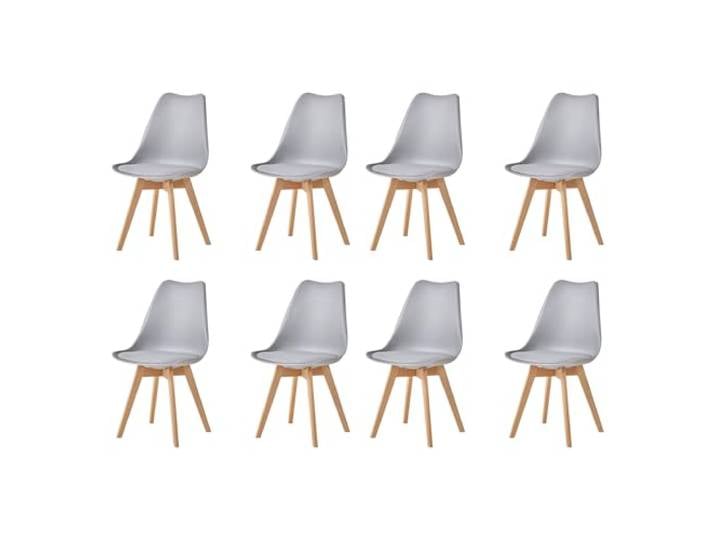 HJhomeheart Esszimmerstühle 8er Set, Skandinavische Küchenstühle Design, Sitzfläche aus Kunstleder, mit Massivholz Beinen, Gepolsterte armlose Stühle,Grau