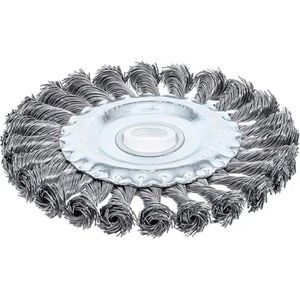 BGS-technic Drahtbürste 3986, Scheibenbürste Ø 125mm, für Winkelschleifer, 22,2mm, mit gezopften Borsten aus Stahl