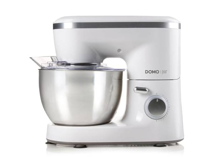 DOMO DO9175KR Küchenmaschine 'Puur' - Knetmaschine Inklusive Knethaken, Rührbesen und Edelstahl-Schneebesen - Transparenter Spritzschutzdeckel mit Nachfüllöffnung - 4L - 700 W