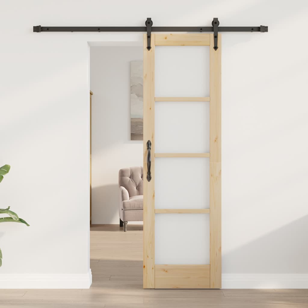 vidaXL Porte coulissante 61 x 198,5 cm Solid Pine Wood and Glass