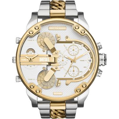 Chronograph DIESEL "MR. DADDY 2.0", silber (edelstahlfarben, goldfarben), Armbanduhren, Herren, Chronograph, Armbanduhr, Herrenuhr, Edelstahlarmband, analog, Tag, Stoppfunktion