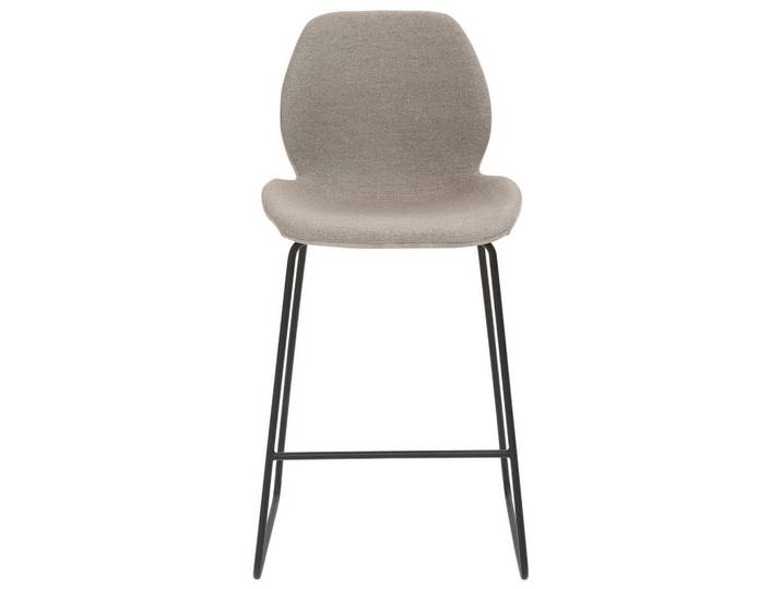 Novel Barhocker, Hellgrau, Schwarz, Metall, Kufe, 49x97x52 cm, Stoff-/Lederauswahl, Esszimmer, Barmöbel, Barhocker
