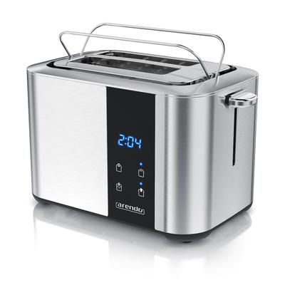 Arendo Toaster, Edelstahl, mit Brötchenaufsatz, Display & Touch, wärmeisoliert, verschiedene Schlitze