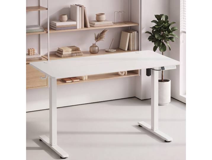 HOMCOM Bureau Électrique LCD 120x60 cm Réglable Blanc