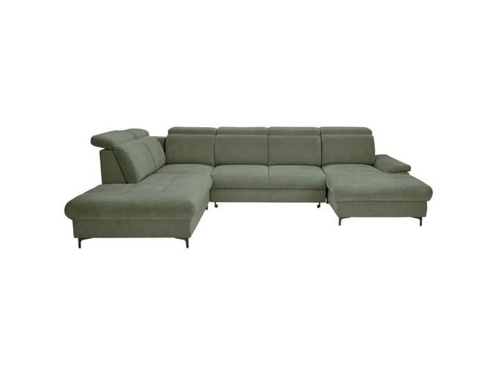 Stylife Wohnlandschaft, Dunkelgrün, Metall, 5-Sitzer, U-Form, 364x270 cm, Typenauswahl, Bettkasten erhältlich, Stoffauswahl, Bettfunktion erhältlich, Wohnzimmer, Sofas & Couches, Wohnlandschaften, Wohnlandschaft U-Form