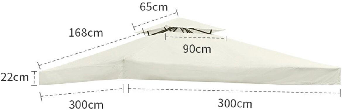 INF Doppel-Lagen 420D Oxford Pavillon-Abdeckung - Wasserdicht, UV-beständig, 300cm x 300cm Sonnenschutz Beige