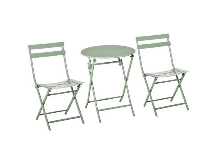Salon de jardin pliable 2 places CHARLOTTE vert d'eau