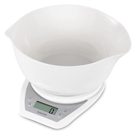 Salter 1024 WHDR14 Digital Kitchen Scales with Dual Pour Mixing Bowl white (1024 WHDR)