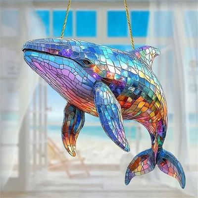Inspired Finds 2D Acrylic Bird & Flower Hanging Pendant Decorative Ornament For Home Car Window mosaic Whale