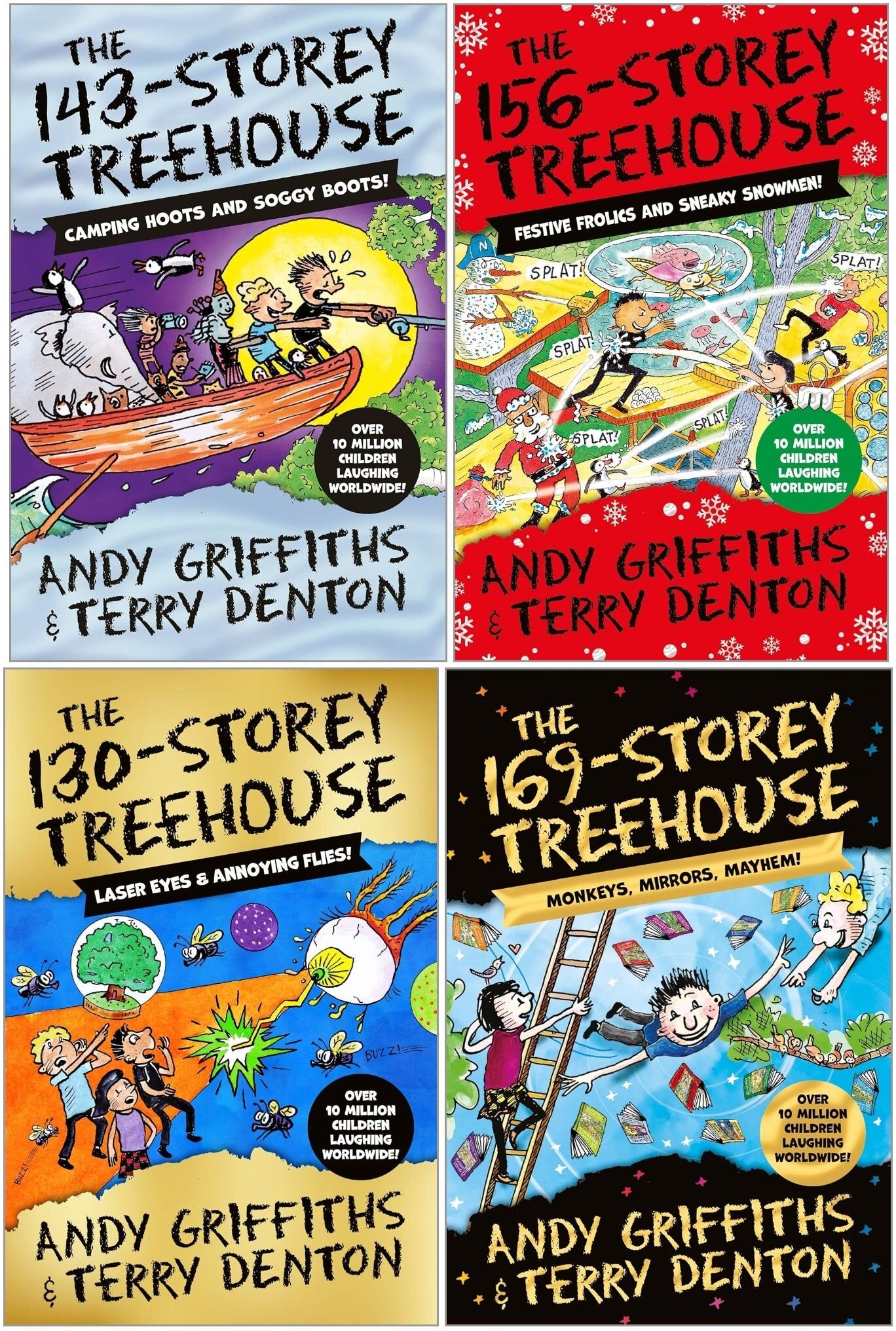 Macmillan The Treehouse Storey Series 4 Books Collection Set (Books 10-13) by Andy Griffiths & Terry Denton - 130 Storey, 143 Storey, 156 Storey, 169 Storey