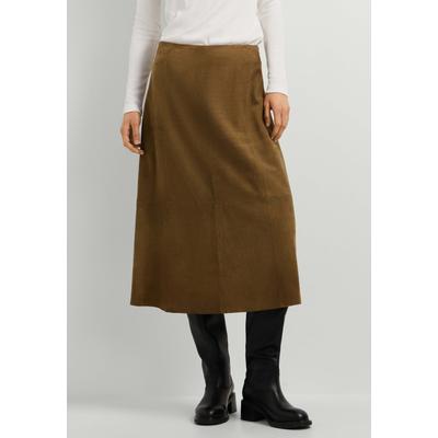 A-Linien-Rock PEPE JEANS "Rock KARA SKIRT", Damen, Gr. S, braun (grain beige), 100% Lammveloursleder, Röcke A-Linien-Rock