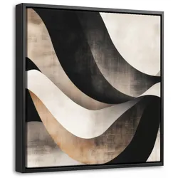 LEINWAND Bilder mit Rahmen - Abstrakt - Wellen - Schwarz - Verwittert - 20x20
