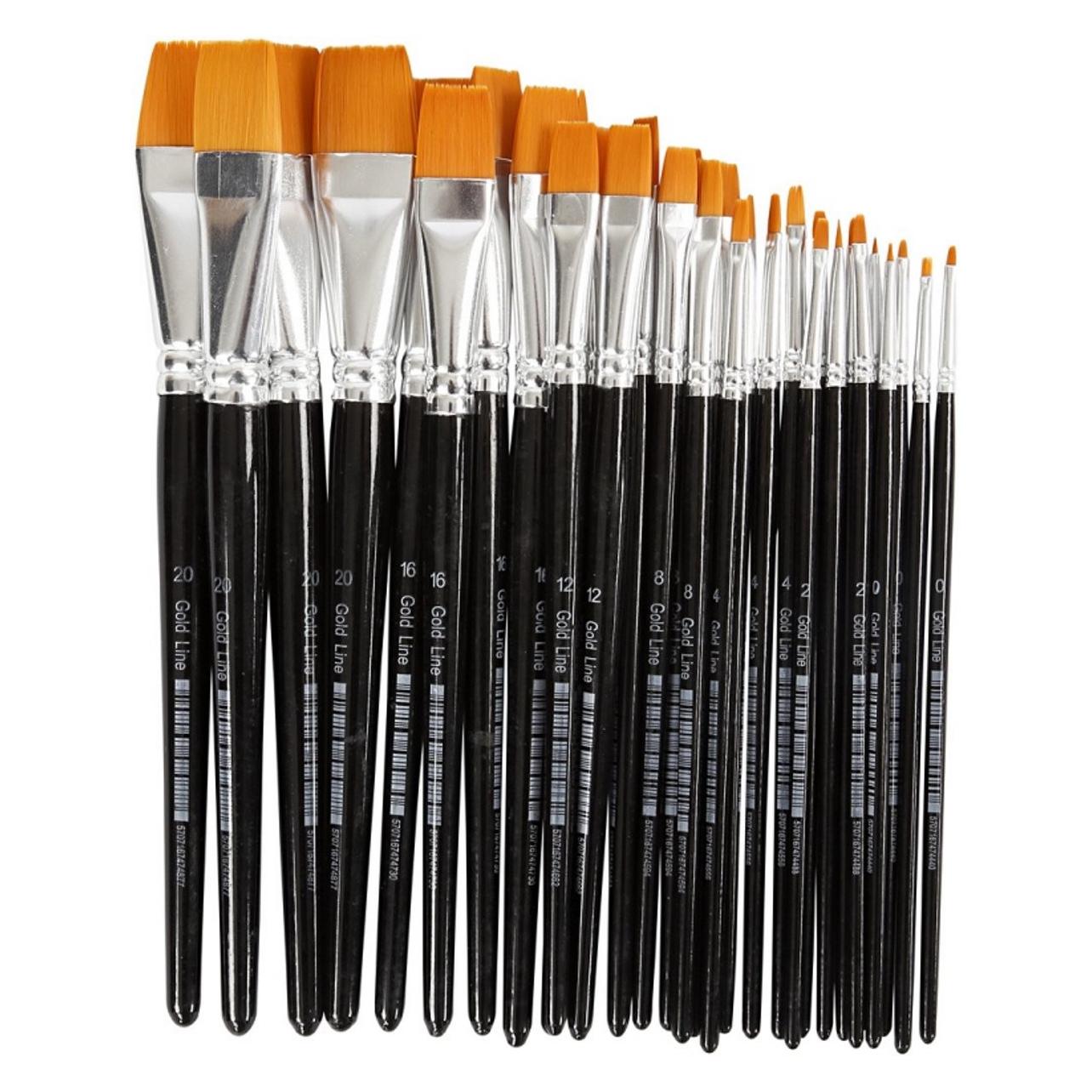 Creativ Company Platte Penselen - 7 maten, 30st. (2 mm) (10249)
