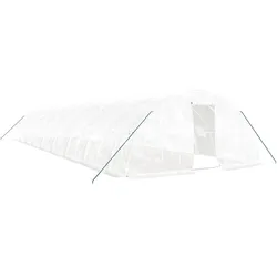 Helloshop26 - Gewächshaus Zeltdach Pflanzen Blumen Gemüse mit Stahlrahmen 90 m2 18 x 5 x 2,3 m weiß 02_0044641