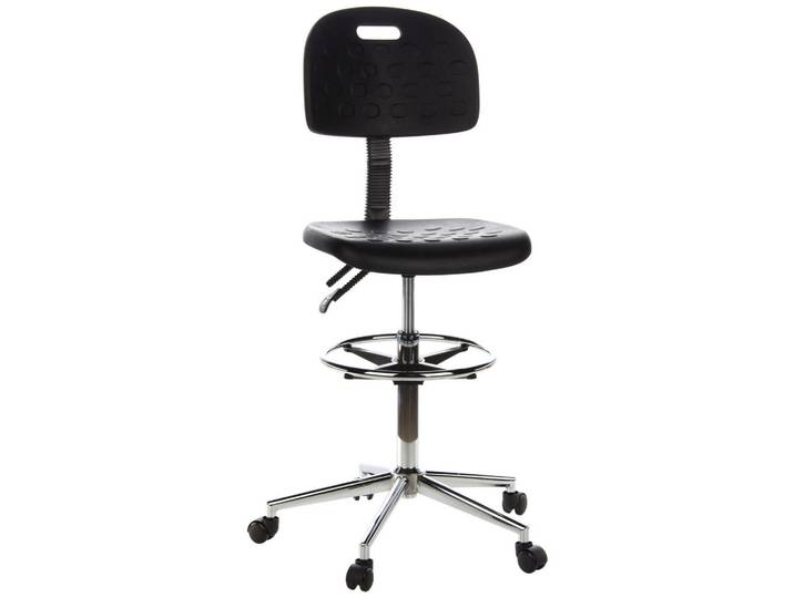 Mid.you Bürohocker, Schwarz, Chromfarben, Metall, Kunststoff, Drehkreuz, 45x132x41 cm, Büromöbel, Bürostühle, Bürohocker