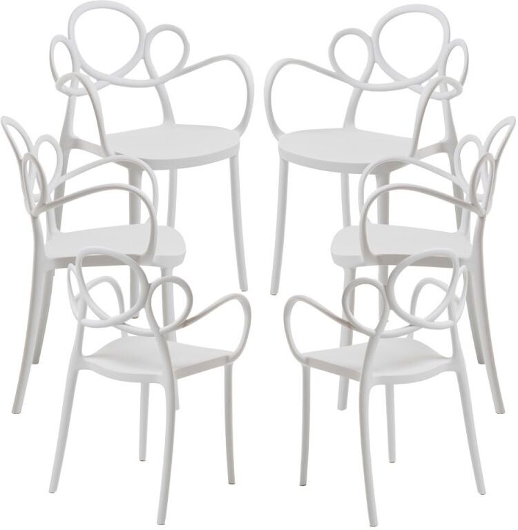 RegalosMiguel Pack 6 Sillas Sky con Reposabrazos - Blanco