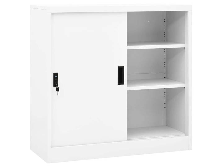 vidaXL Büroschrank mit Schiebetür Weiß 90x40x90 cm Stahl