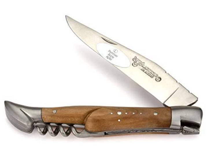 Laguiole en Aubrac Taschenmesser mit Korkenzieher L0311POIS 11 cm, Griffschalen Apfelbaum, Klinge 9 cm matt, Backen matt