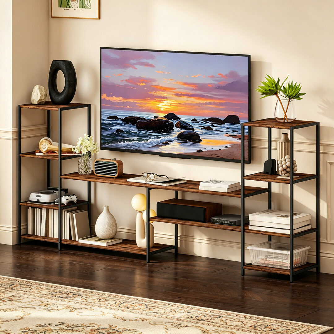 Borough Wharf TV Stand for TVs up to 60 Inches Industrial Entertainment Center with Storage Shelves Brown 60"