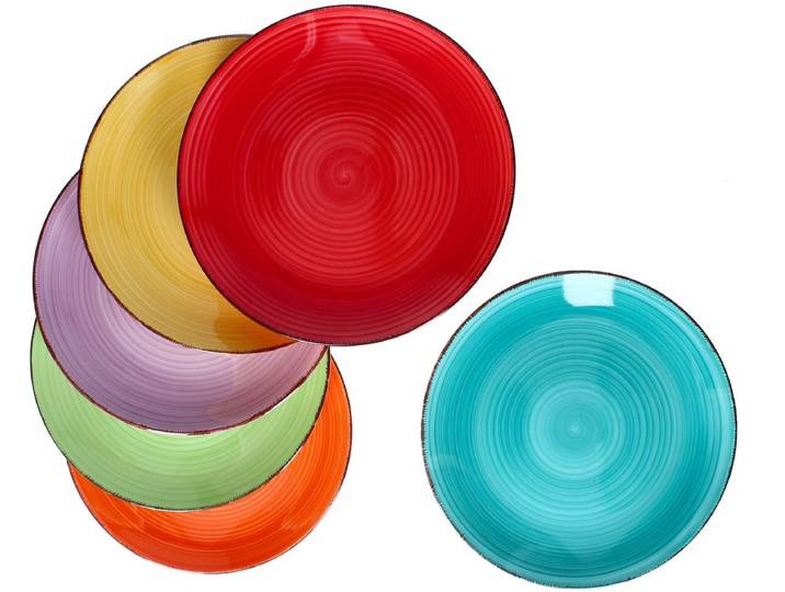 MamboCat Set van 6 platte borden UNI Bunt