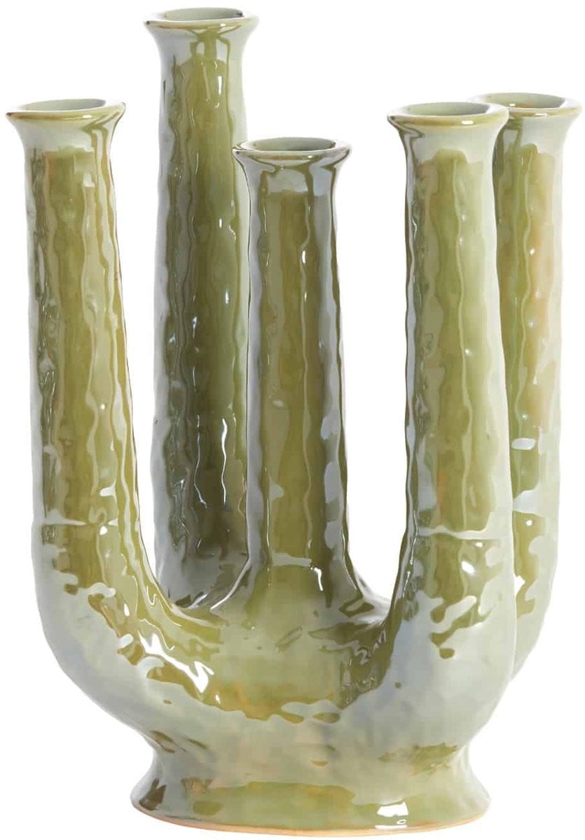 Light & Living Vaas Leonjo - Groen - Keramiek - B/D/H: 22 x 16,5 x 30 cm