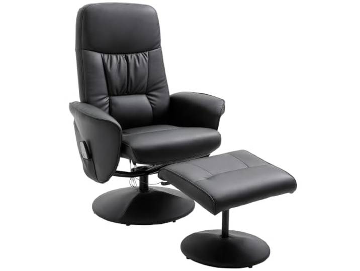 HOMCOM Relaxsessel mit Hocker, Massagefunktion,Fernbedienung, Schwarz