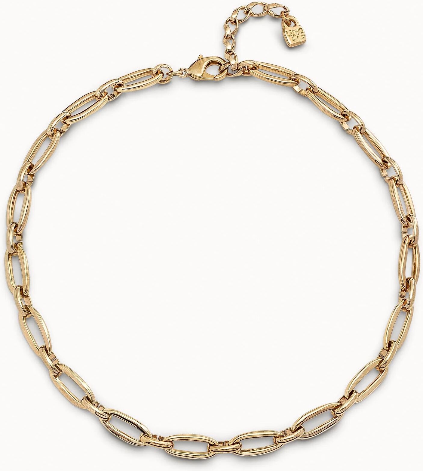 UNOde50 Collar corto bañado enoro de 18k de eslabones ovalados medianos Dorado U