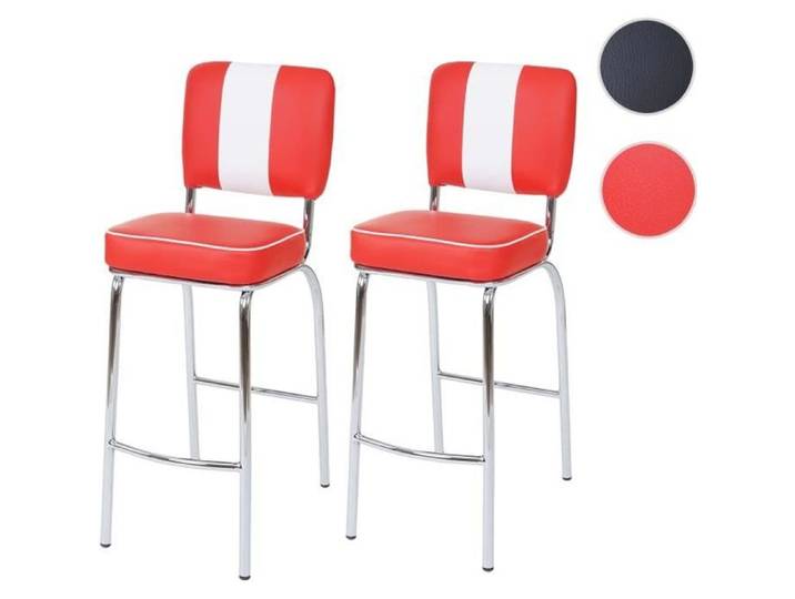 MCW 2x tabouret de bar Avellino design rétro des années 50 similicuir rouge blanc