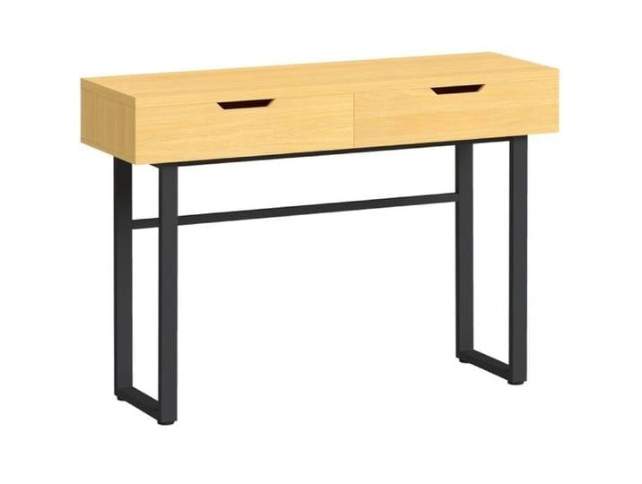ELVORIN Console étroite 110 x 35 x 76 5 cm 2 tiroirs aspect bois naturel métal noir entrée et couloir