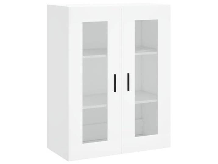 HGFDVCMR Hängeschrank Weiß mit Glastüren 69,5x34x90 cm Platzsparender Vitrinenschrank aus Holzwerkstoff mit Glastüren für Wohnzimmer, Schlafzimmer und Arbeitszimmer.