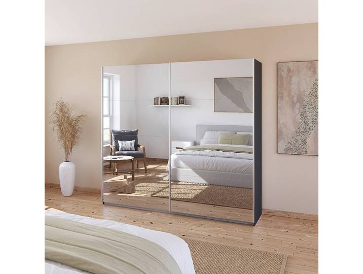 Armoire - Façade Miroir 226cm Gris/Gris métallisé