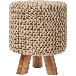 STRICK-HOCKER beige, Dreibein 32/32/42 cm