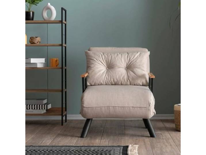 Dmora Sessel Quaoar Beige, Verstellbar, mit Armlehnen