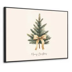 LEINWAND Bilder mit Rahmen - Weihnachtsbaum - Weihnachten - Frohe Weihnachten - Beige - 70x50