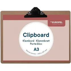 EUROPEL Klemmbrett A3 Holz / Metall braun 1 Stück braun, 44x33 cm